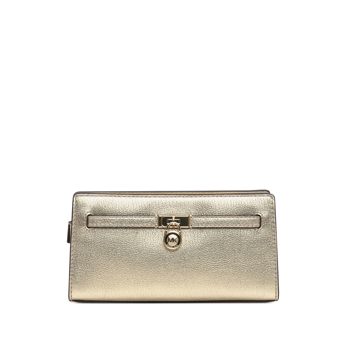 Hamilton lock-detail metallic leather clutch