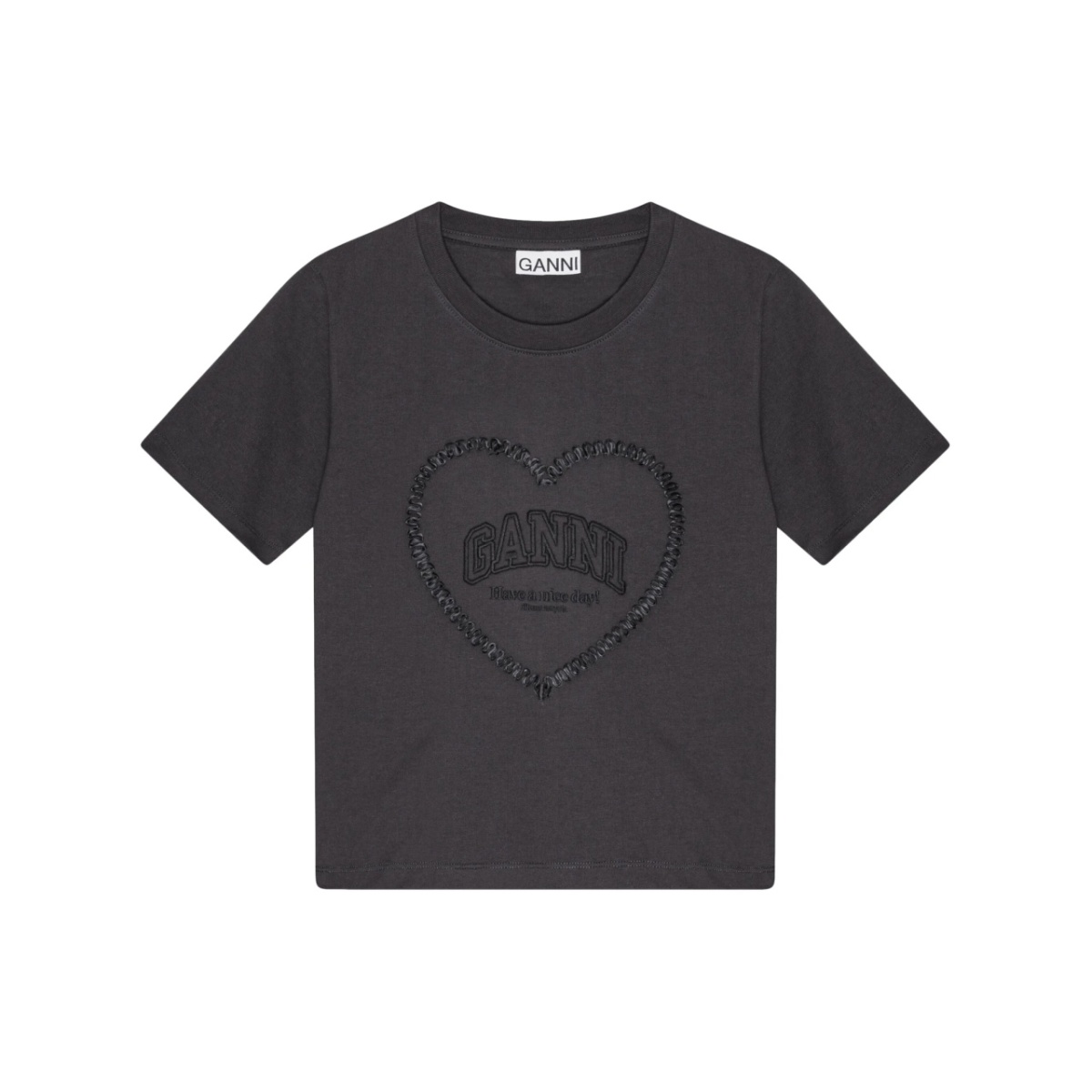 heart-appliqué T-shirt