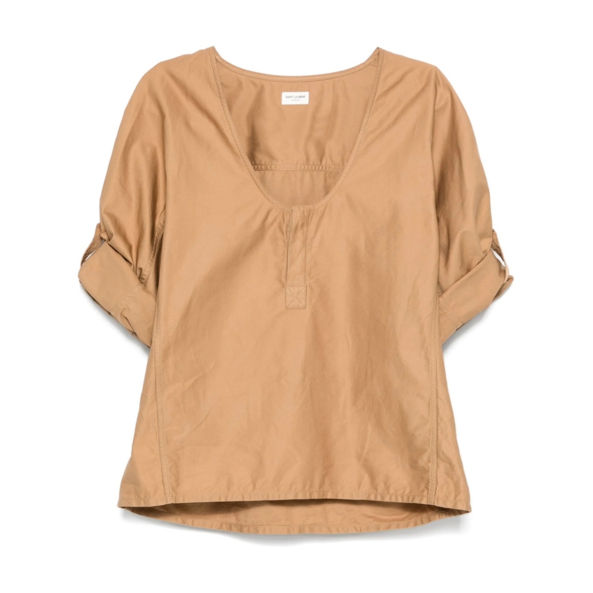 Henley twill-weave blouse