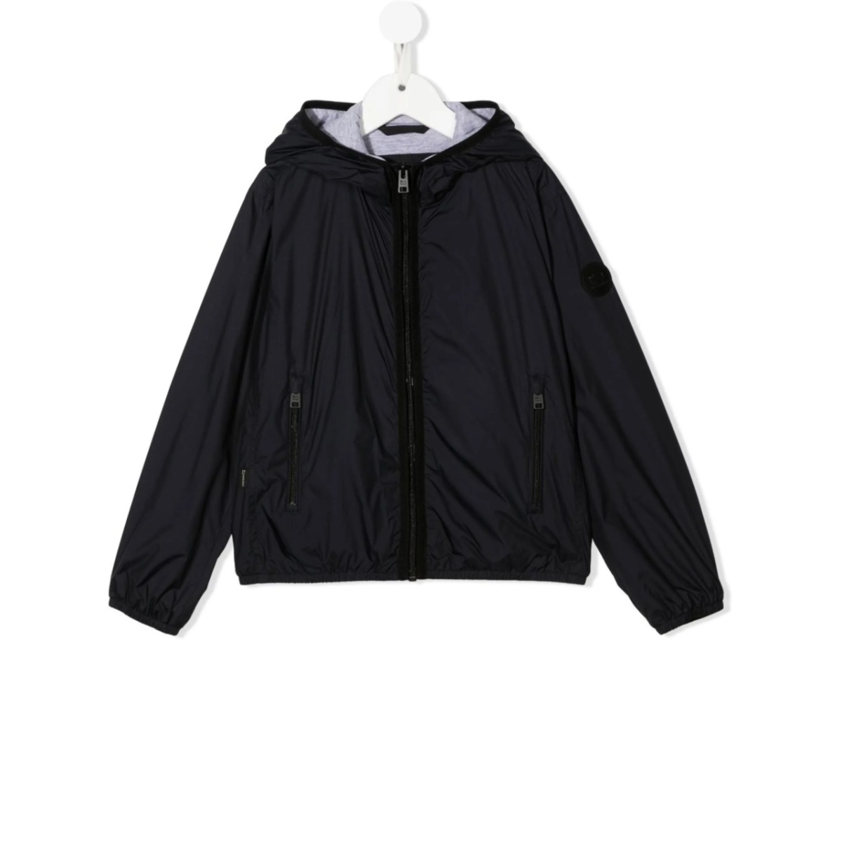 hooded zip-up bomber jacket