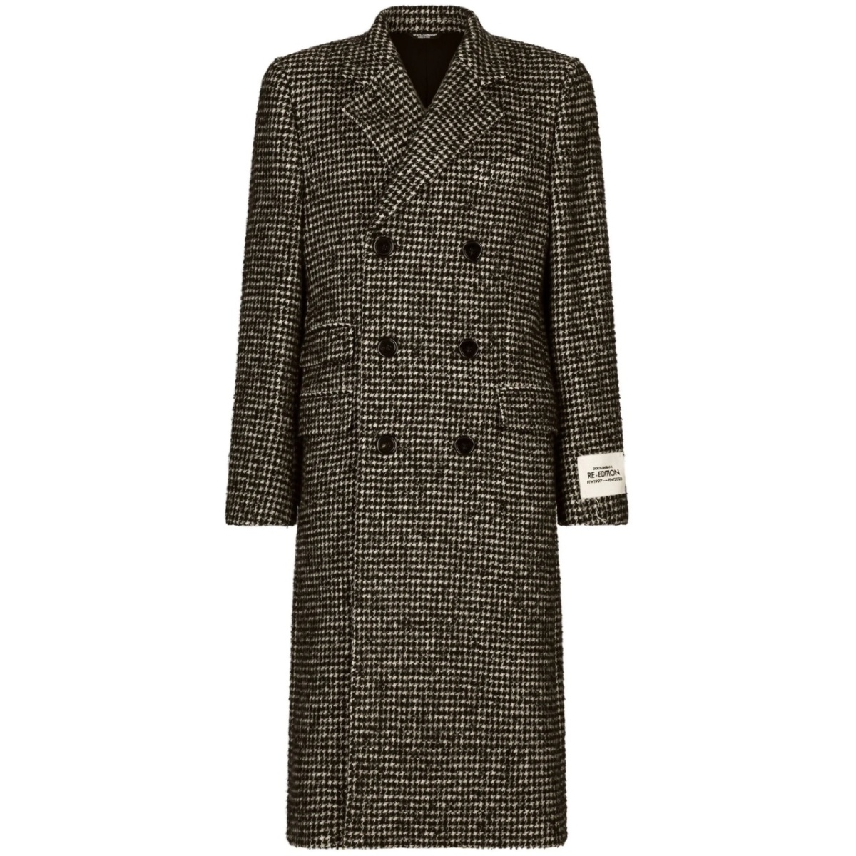 houndstooth double-breasted wool coat