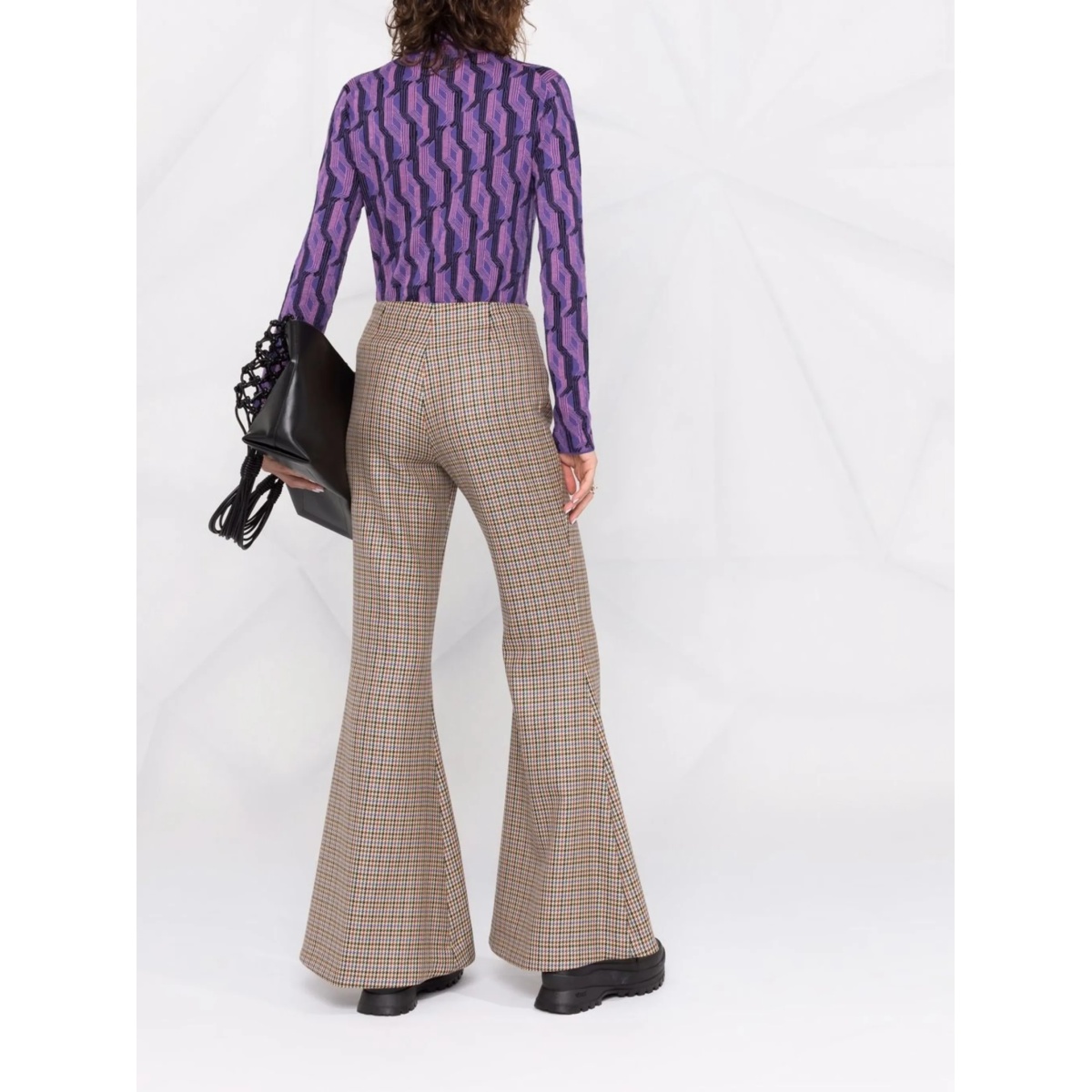 houndstooth-pattern flared trousers - Img 4