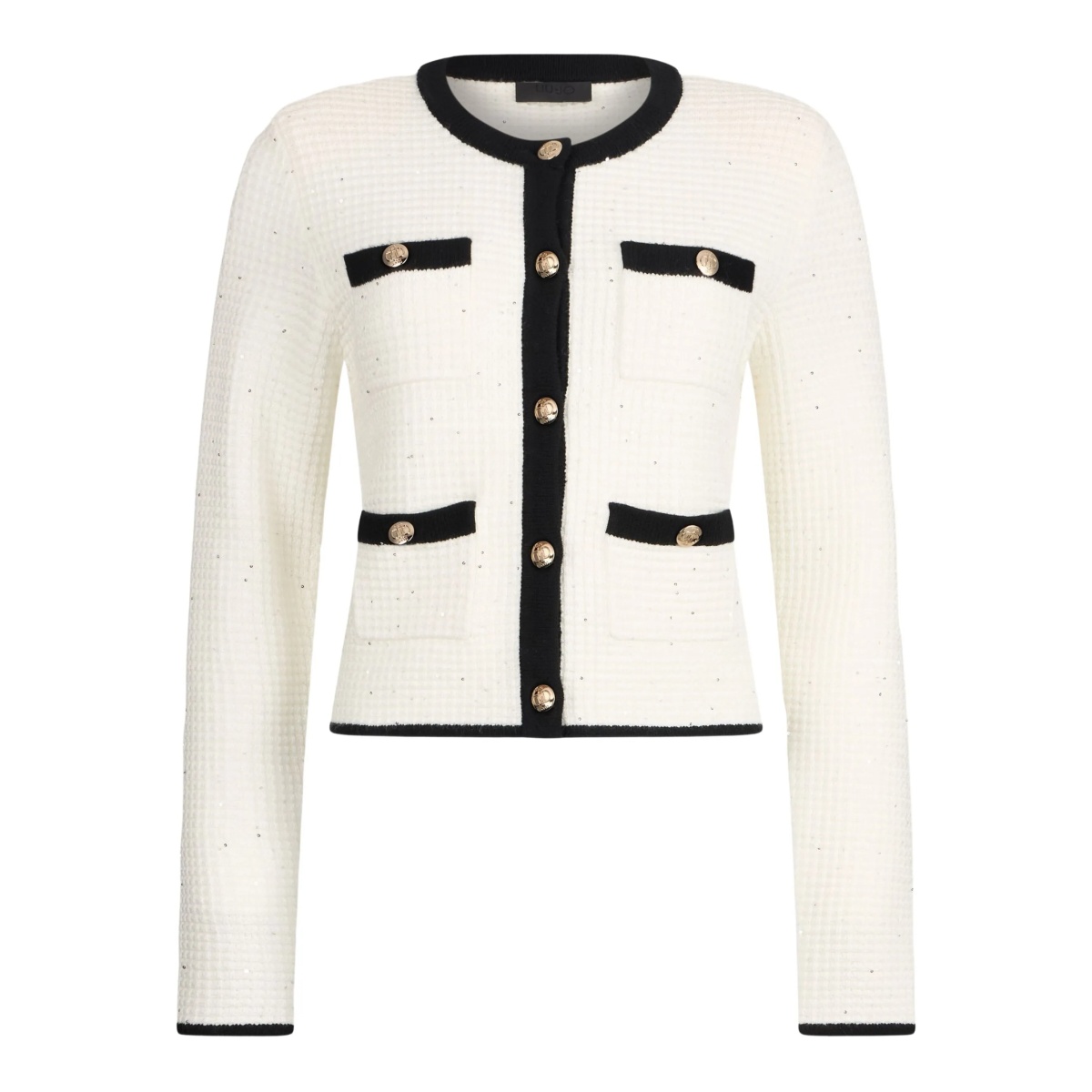 knit button-fastening jacket