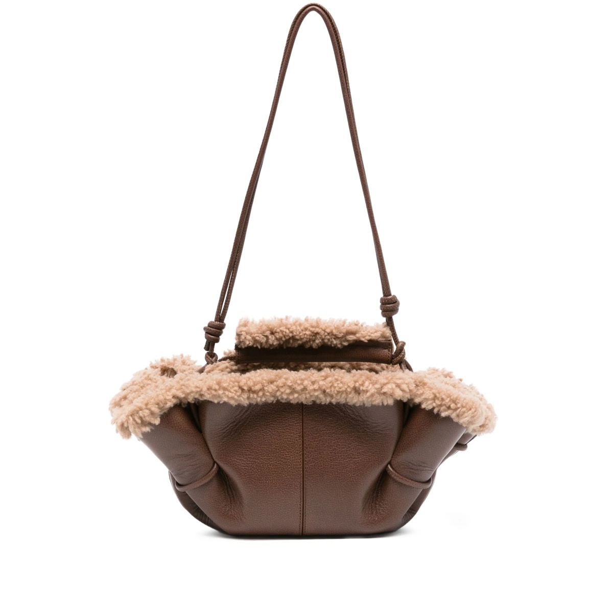 leather shearling tote bag