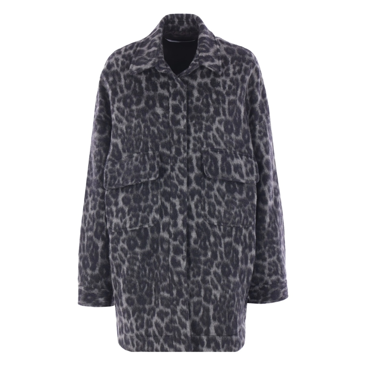 leopard-print buttoned coat
