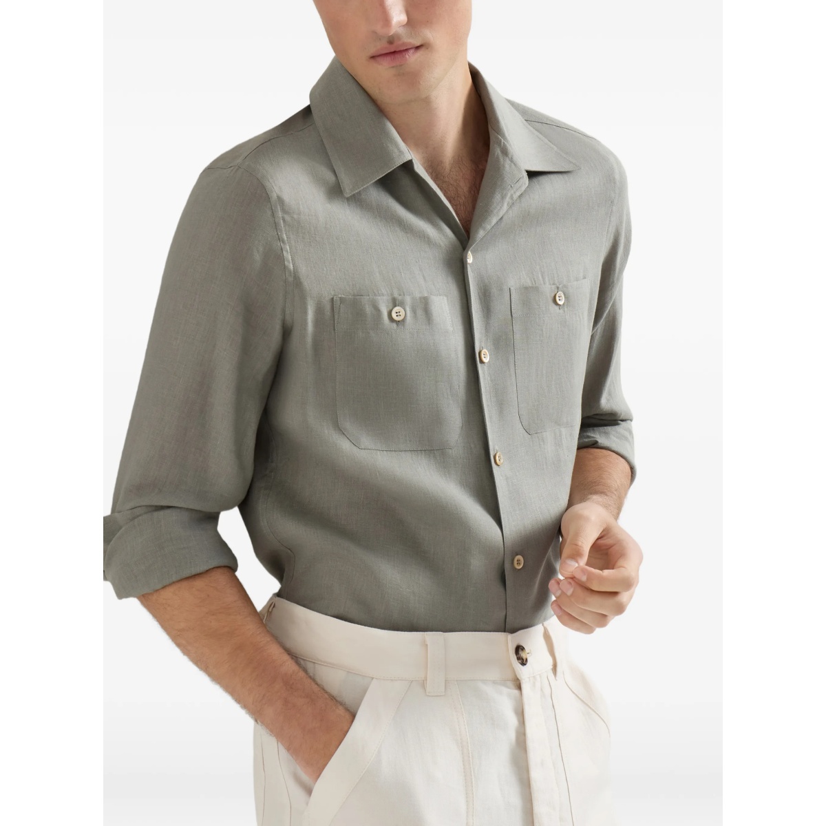 linen easy fit shirt with chest pockets - Img 5