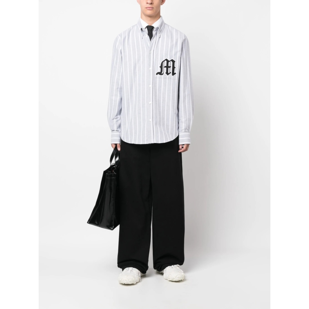 logo-appliqué striped cotton shirt - Img 2