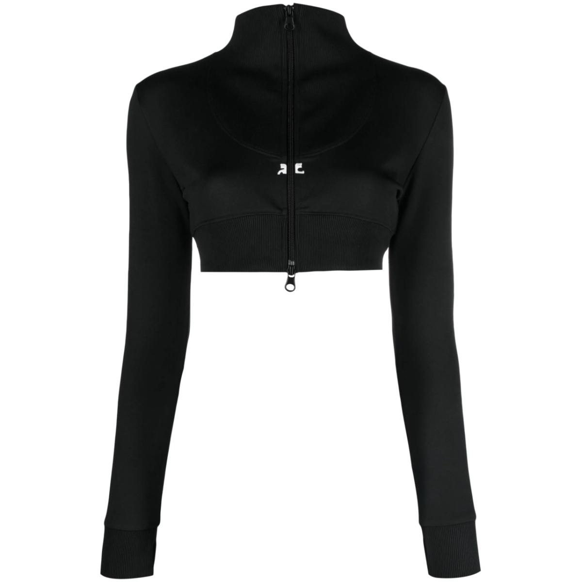 logo-embroidered cropped zip-up jacket
