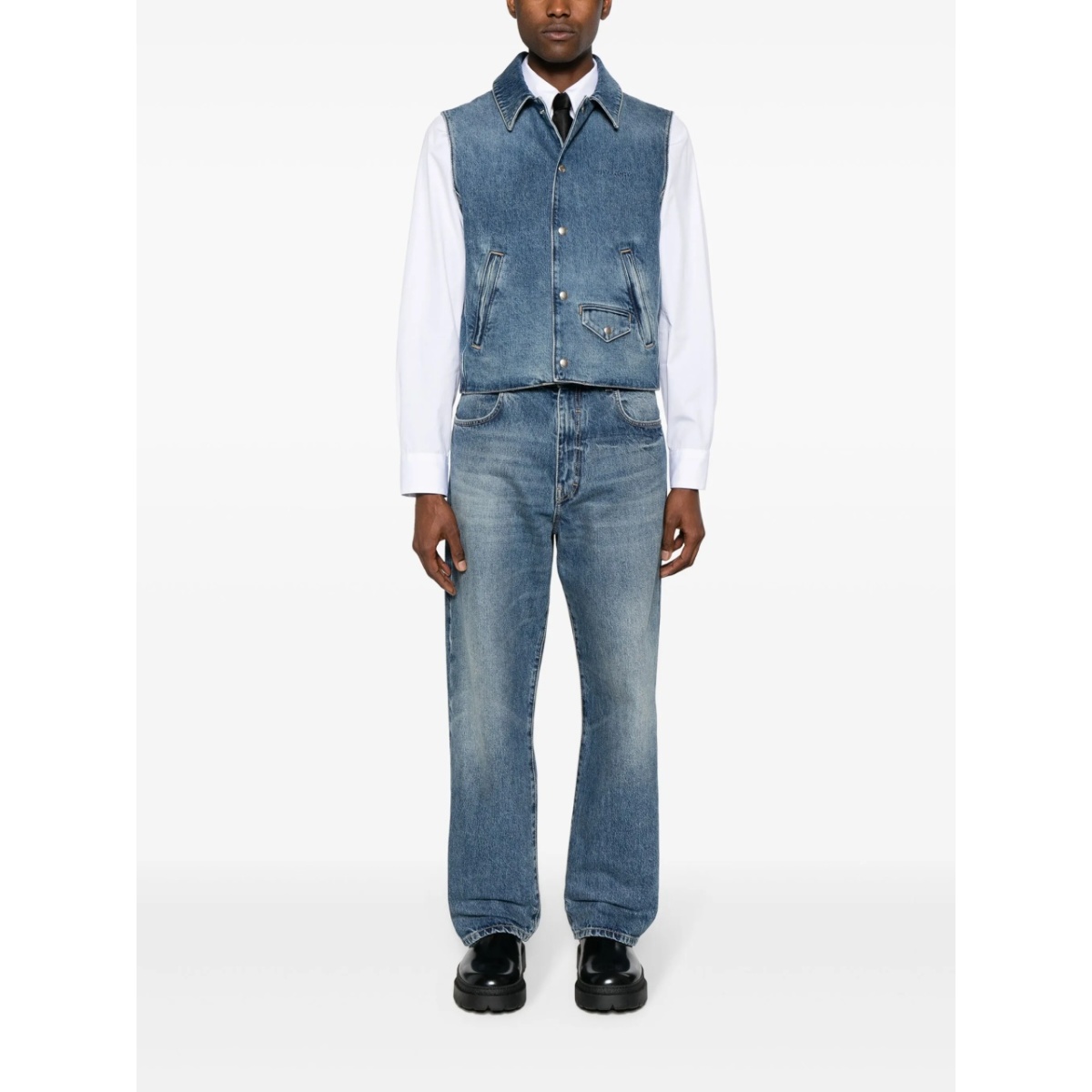 logo-embroidered denim vest - Img 2