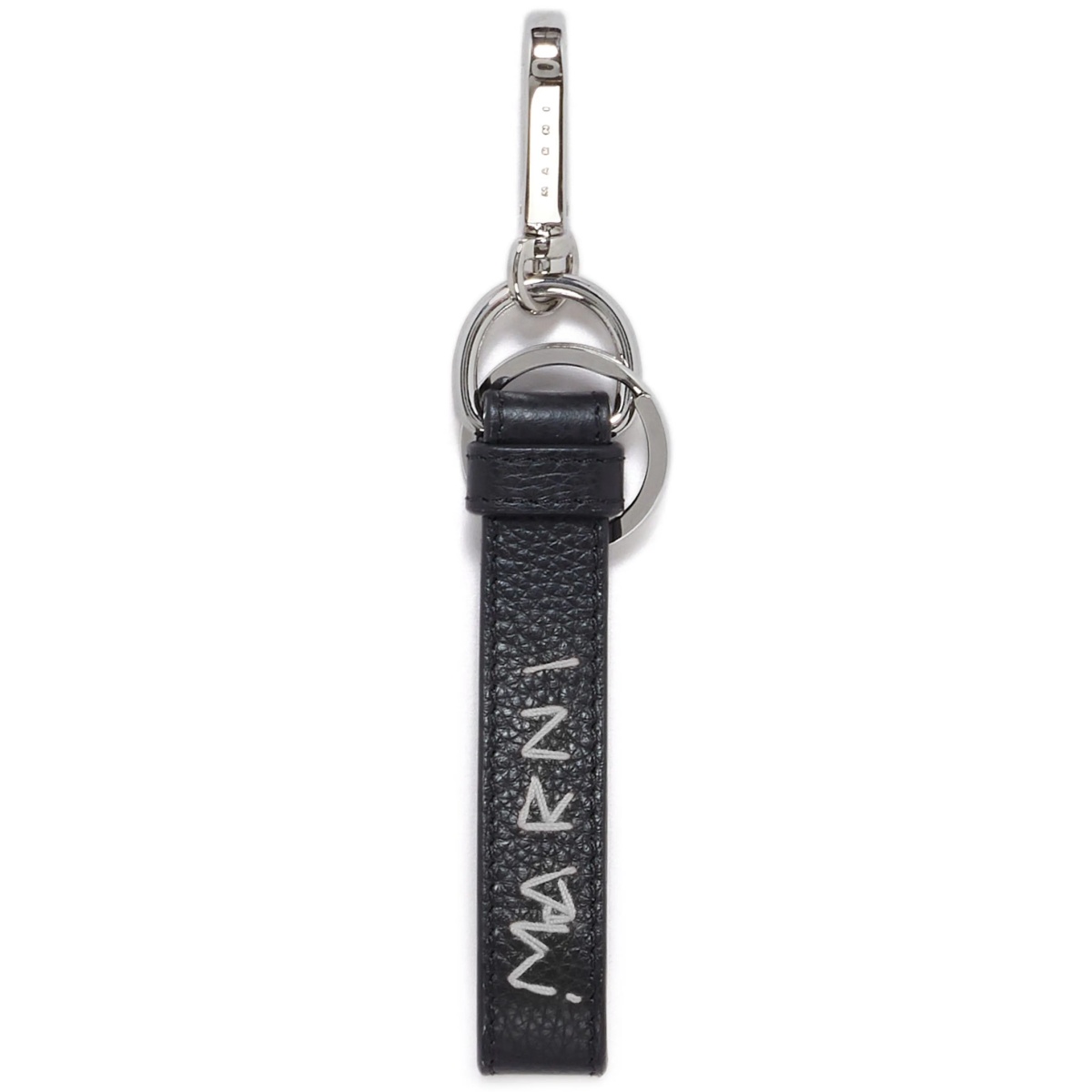 logo-embroidered leather keyring