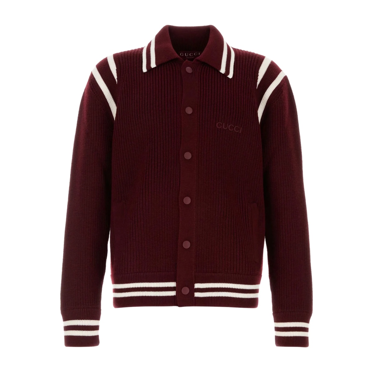 logo-embroidered wool cardigan