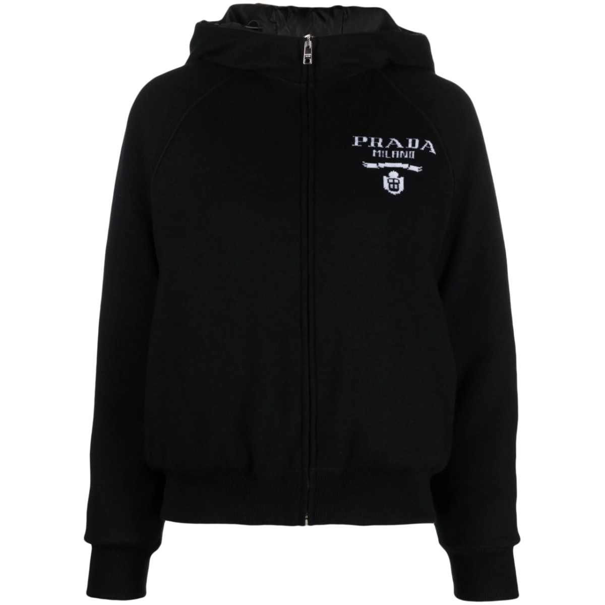 logo-intarsia cashmere-blend hooded jacket