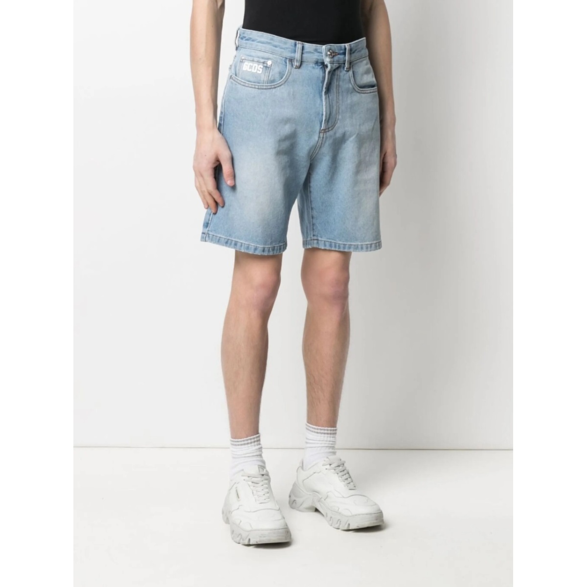logo-patch denim shorts - Img 3