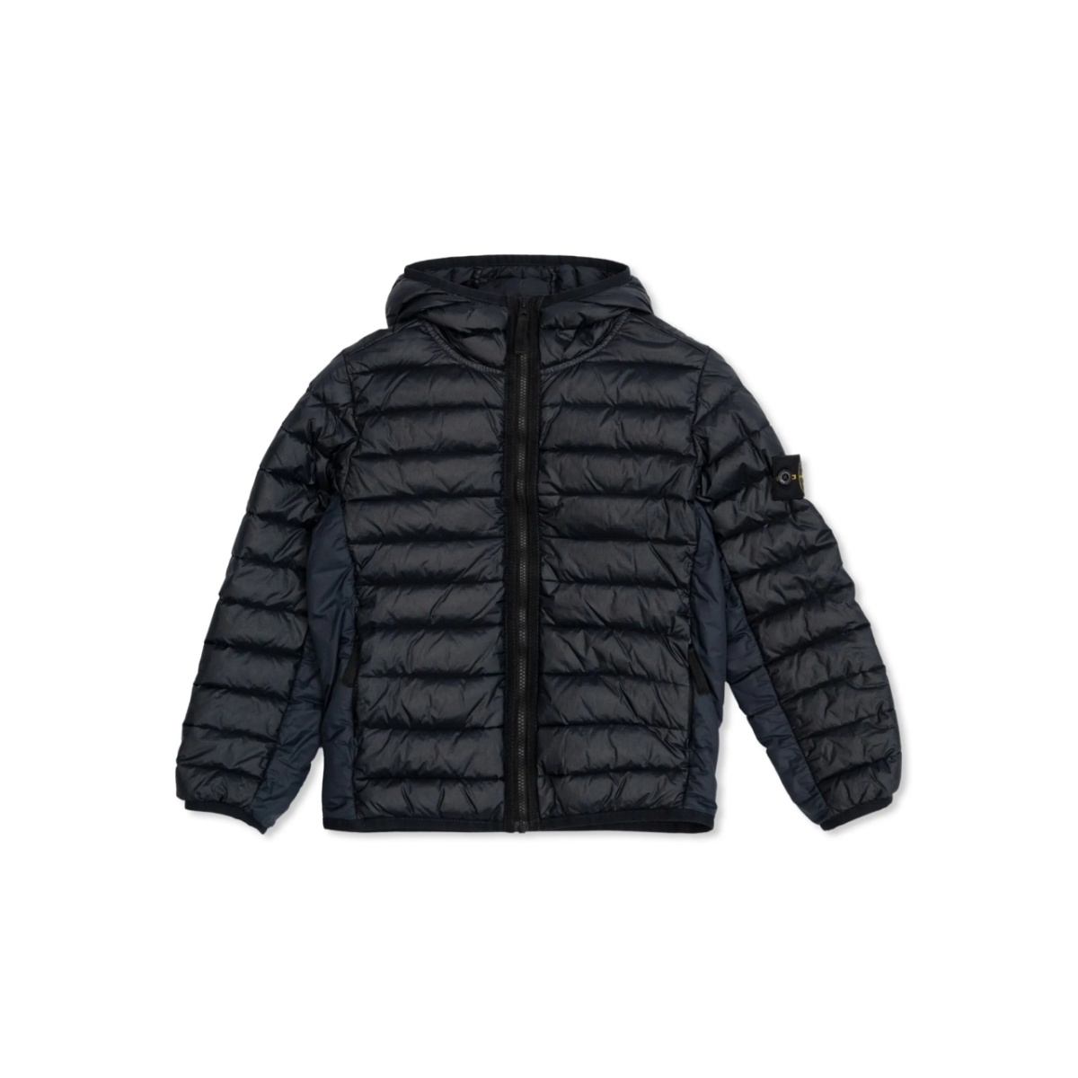 logo-patch hooded quilted jacket