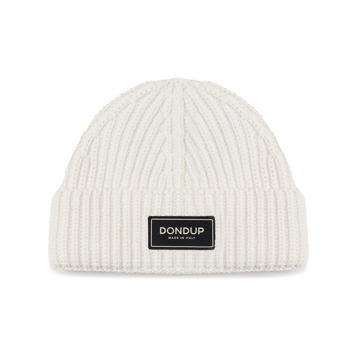 logo-patch ribbed beanie