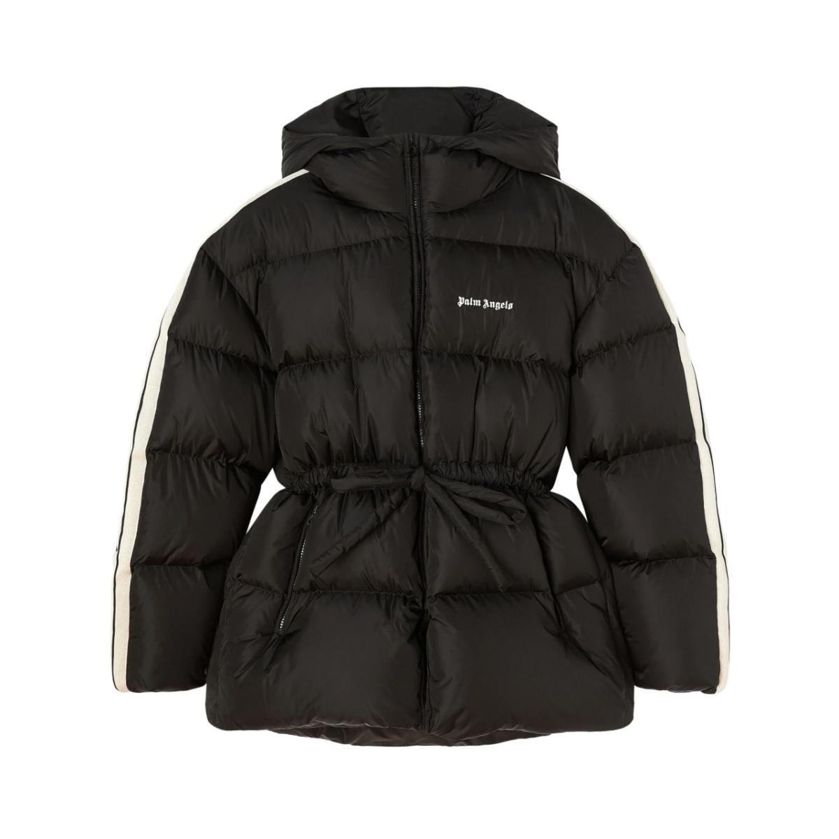 logo-print belted down jacket