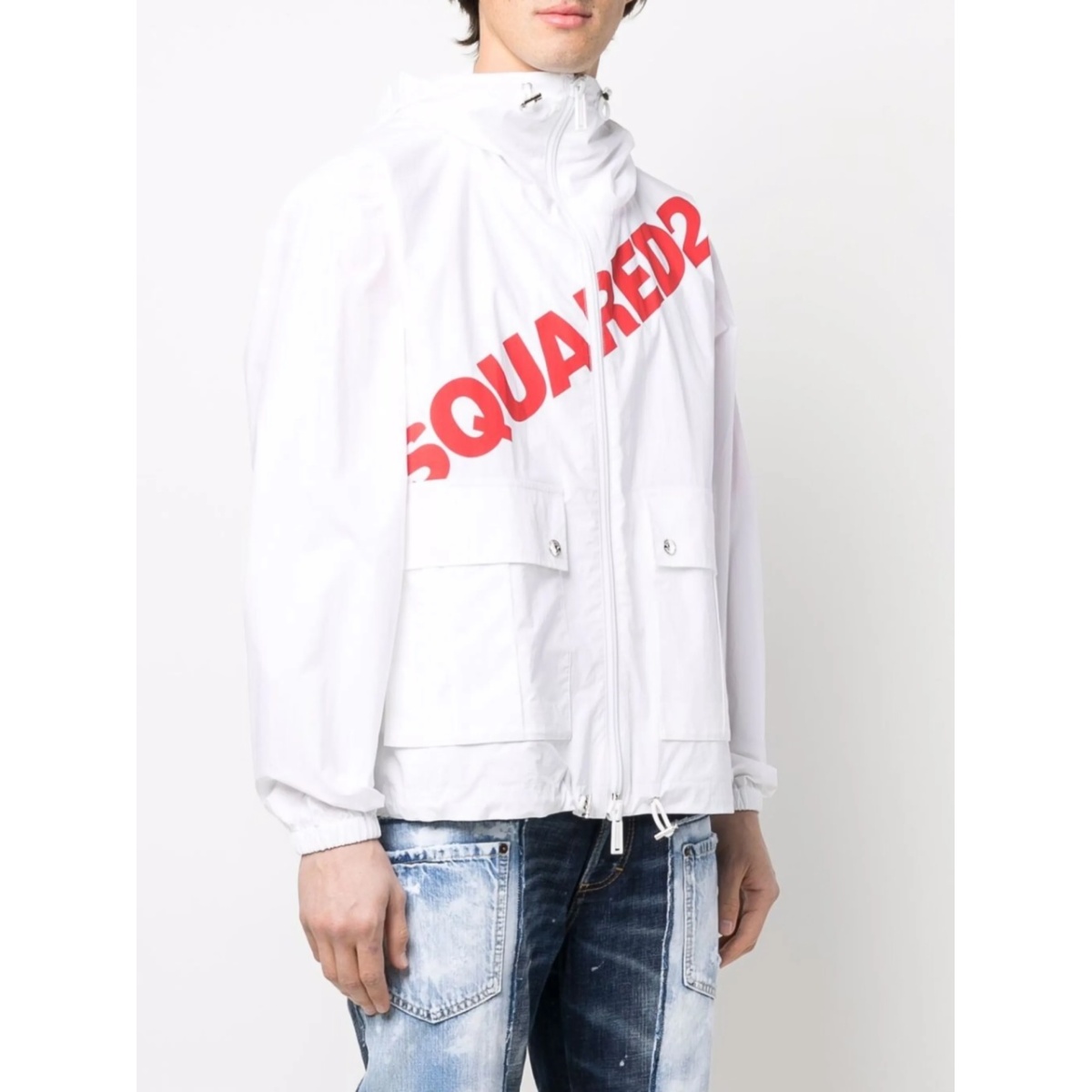 logo-print cargo-pocket hoodie - Img 3