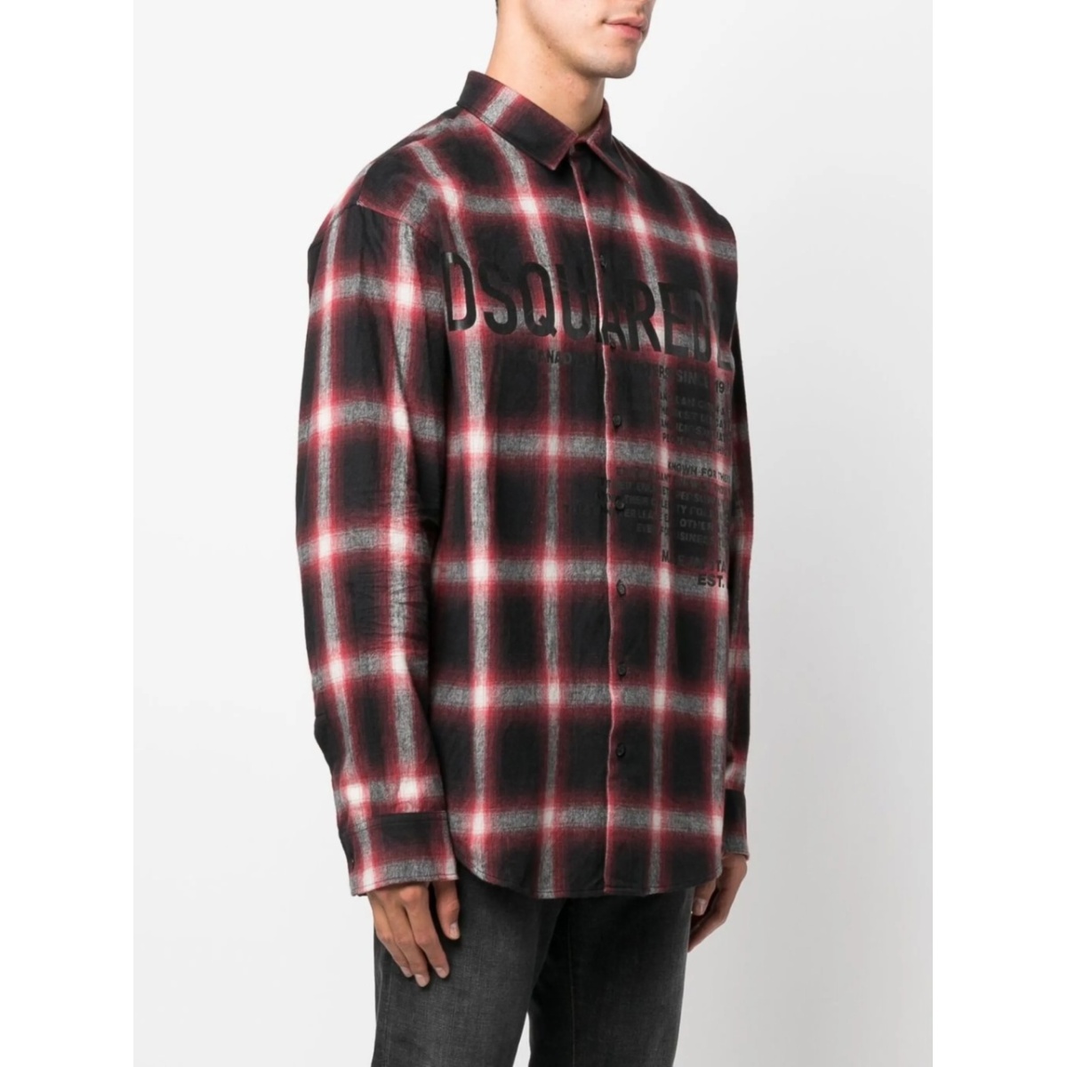 logo-print checked cotton shirt - Img 3