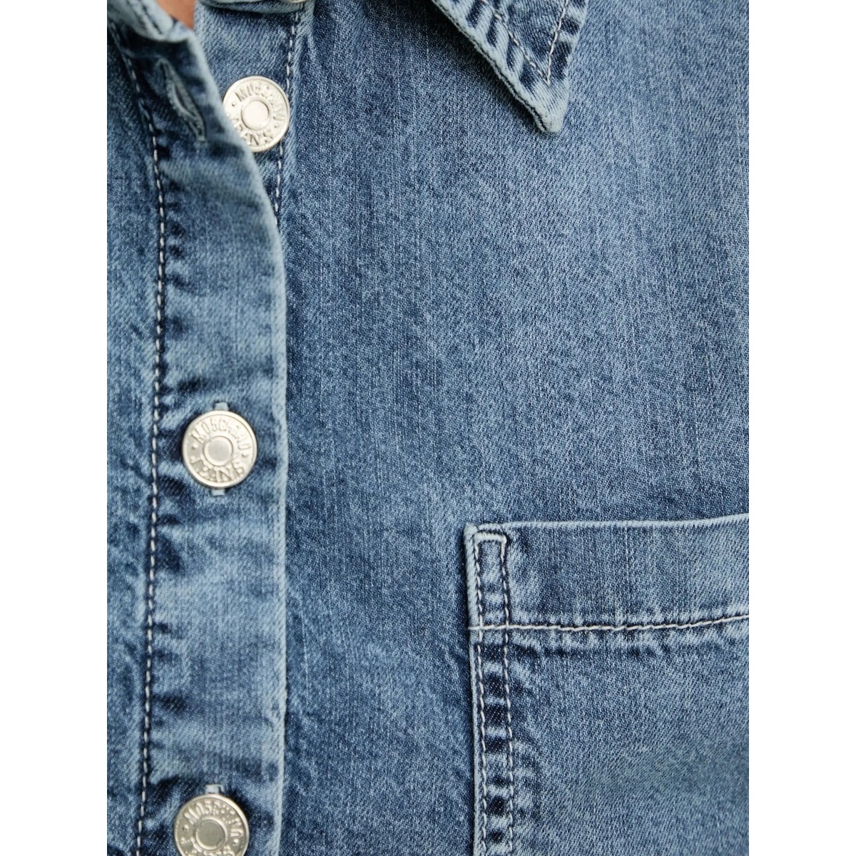 logo-print denim shirt - Img 4