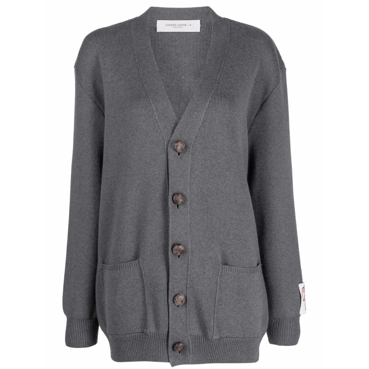 logo-print knitted cardigan