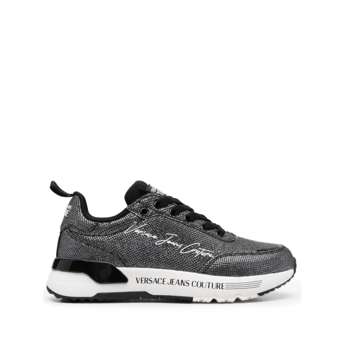 logo-print metallic-finish sneakers
