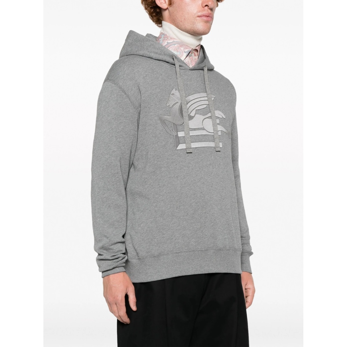 logo-stamp cotton hoodie - Img 3