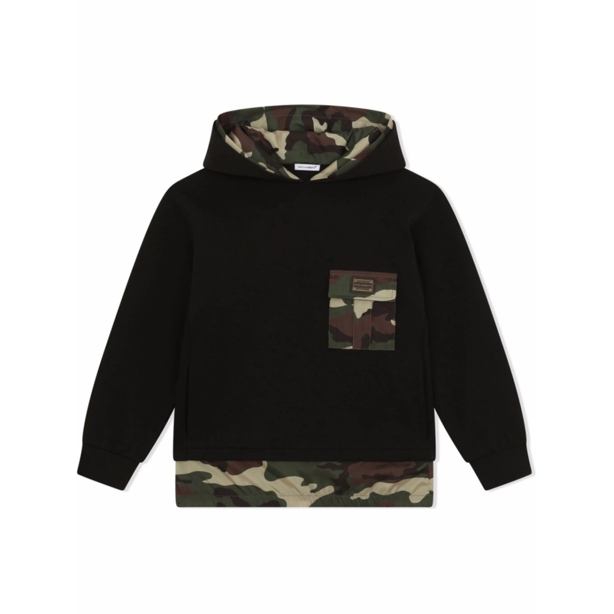 long-sleeved camouflage-pattern hoodie