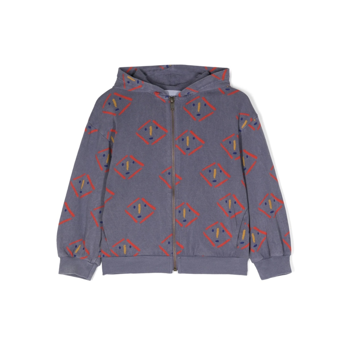 Masks-print zipped hoodie