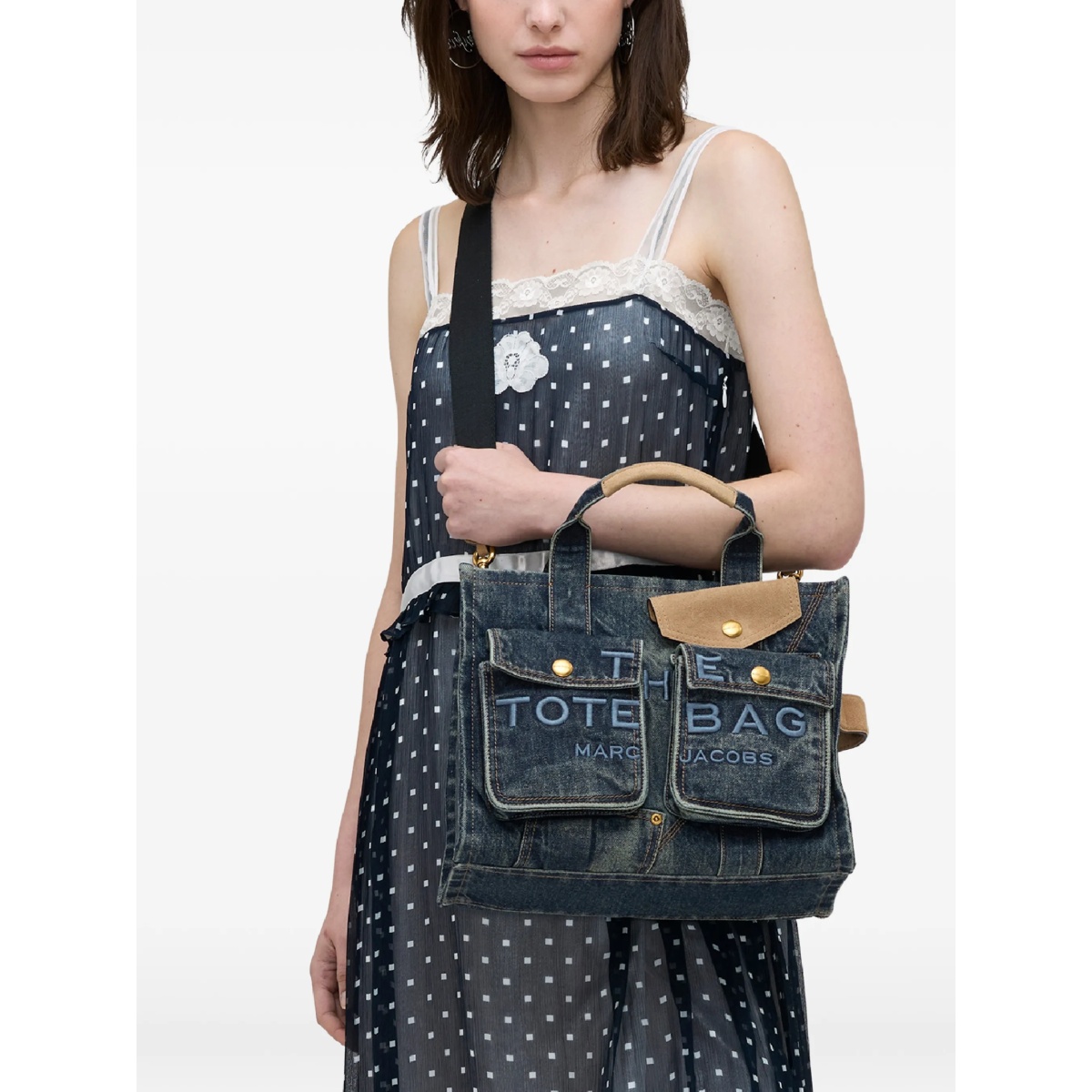 medium The Denim suede-pocket tote bag - Img 2