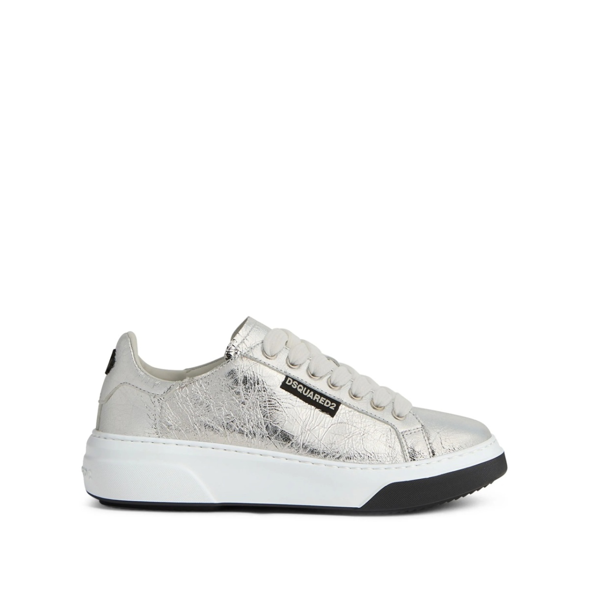 metallic-finish lace-up sneakers