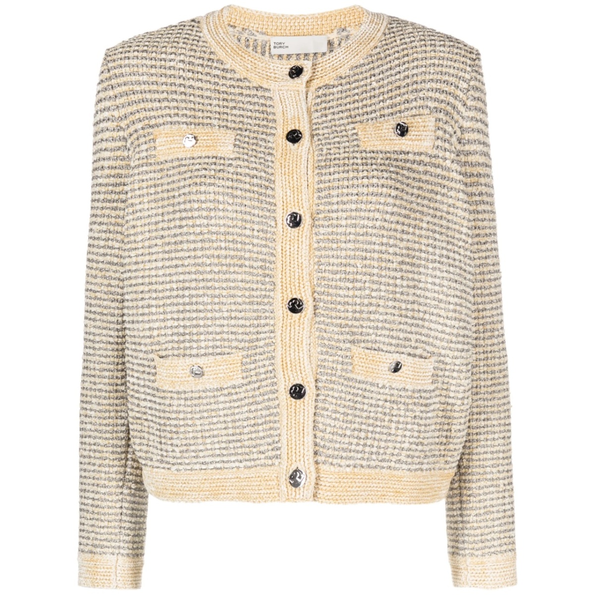 metallic-thread striped cardigan