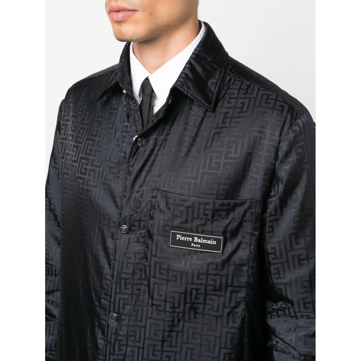 monogram-pattern logo-patch shirt - Img 5