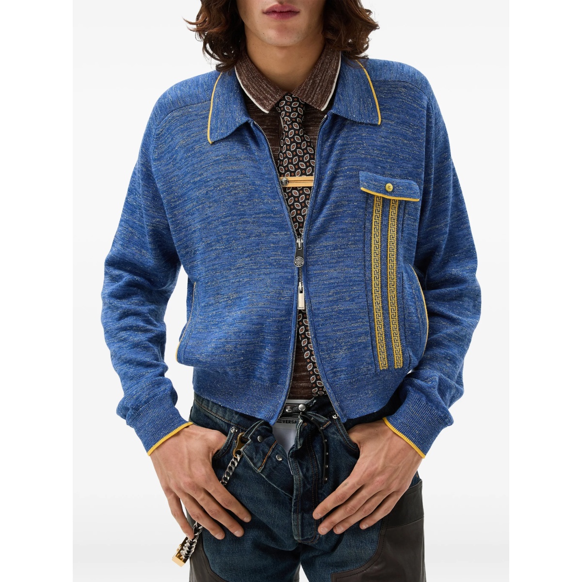 mouliné jacquard knit polo - Img 2