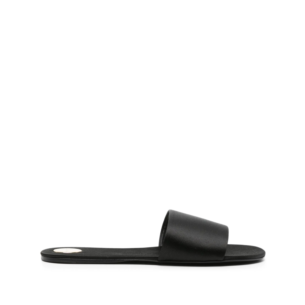 open-toe satin slides