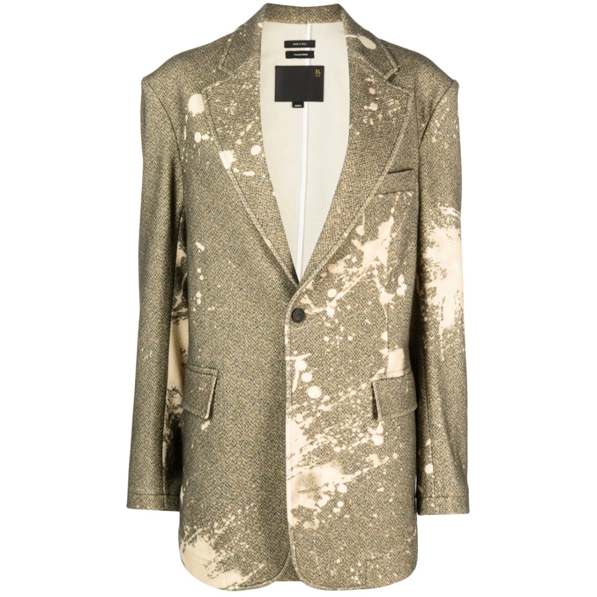 paint splatter-print tweed blazer