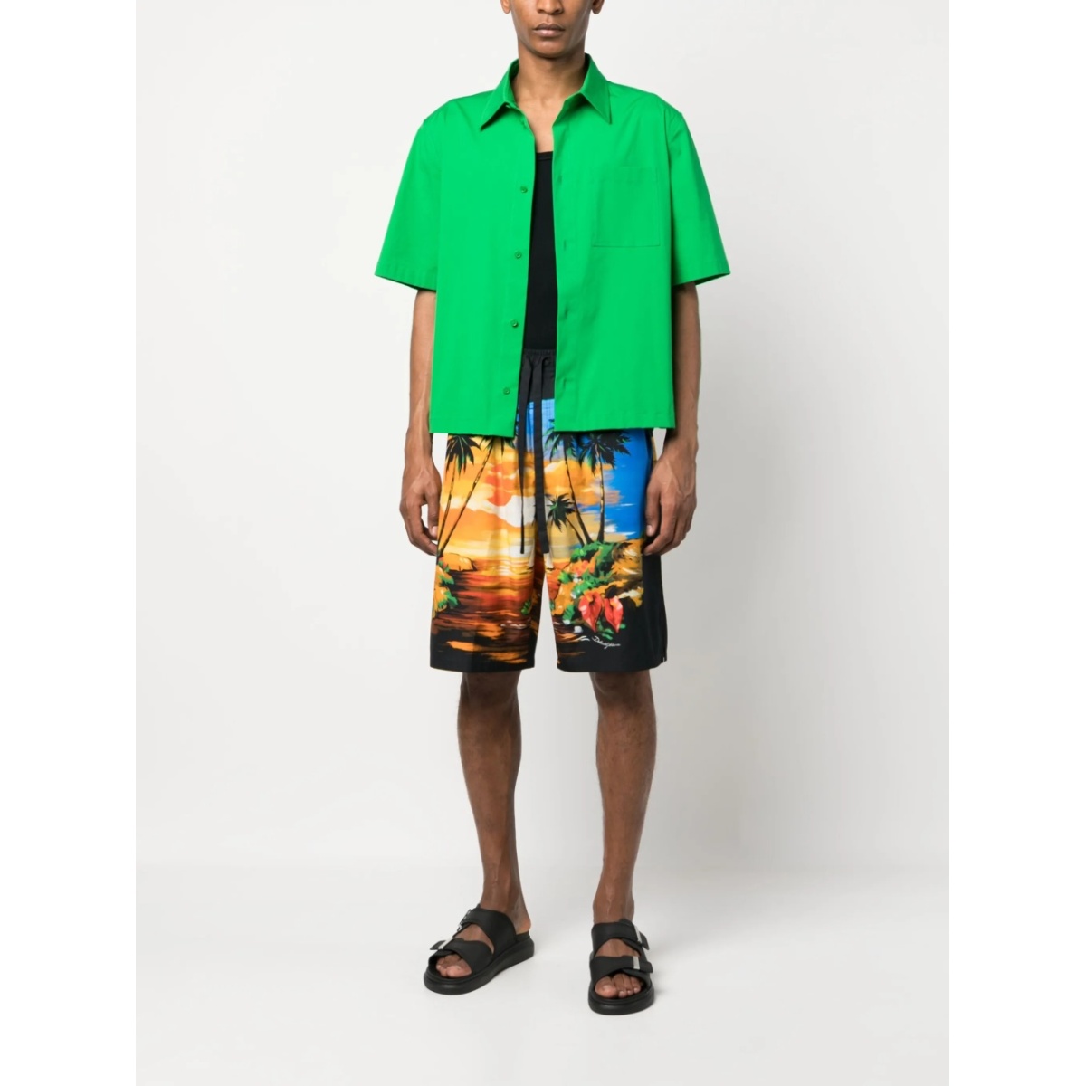 palm tree-print cotton shorts - Img 2