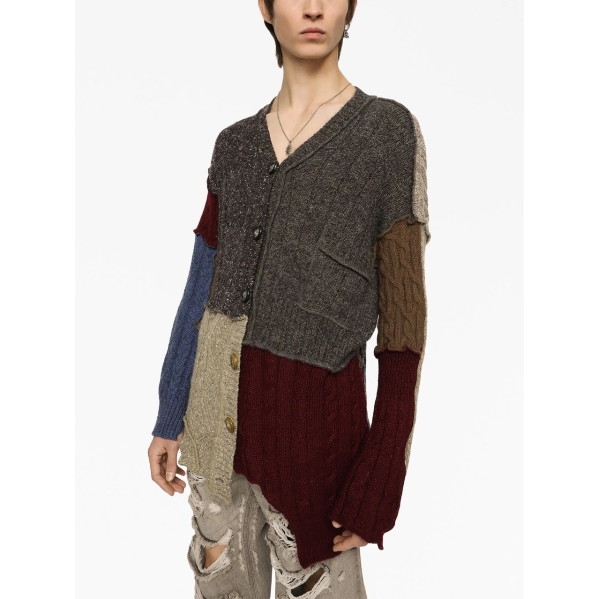 patchwork distressed cardigan - Img 5