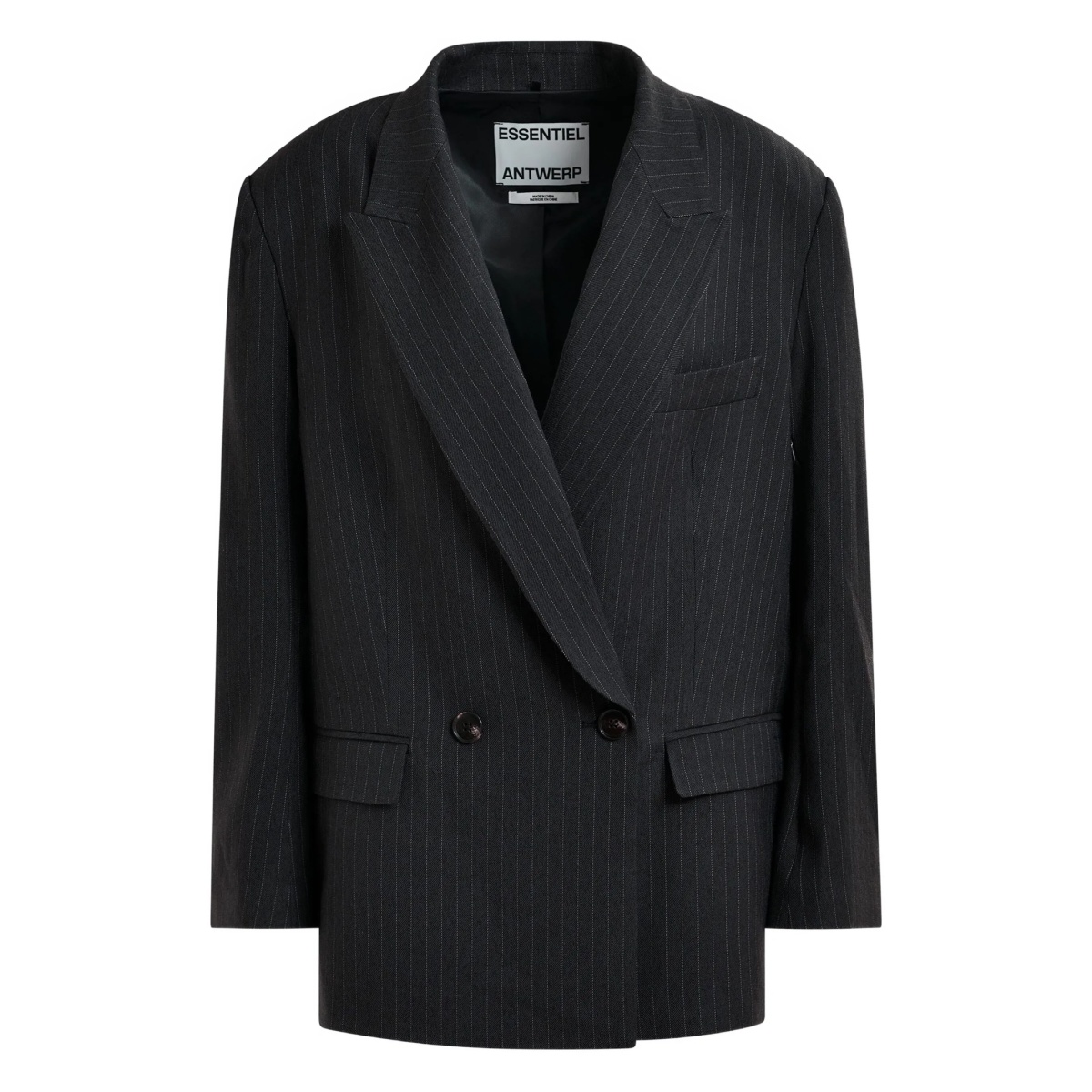 pinstripe double-breasted blazer