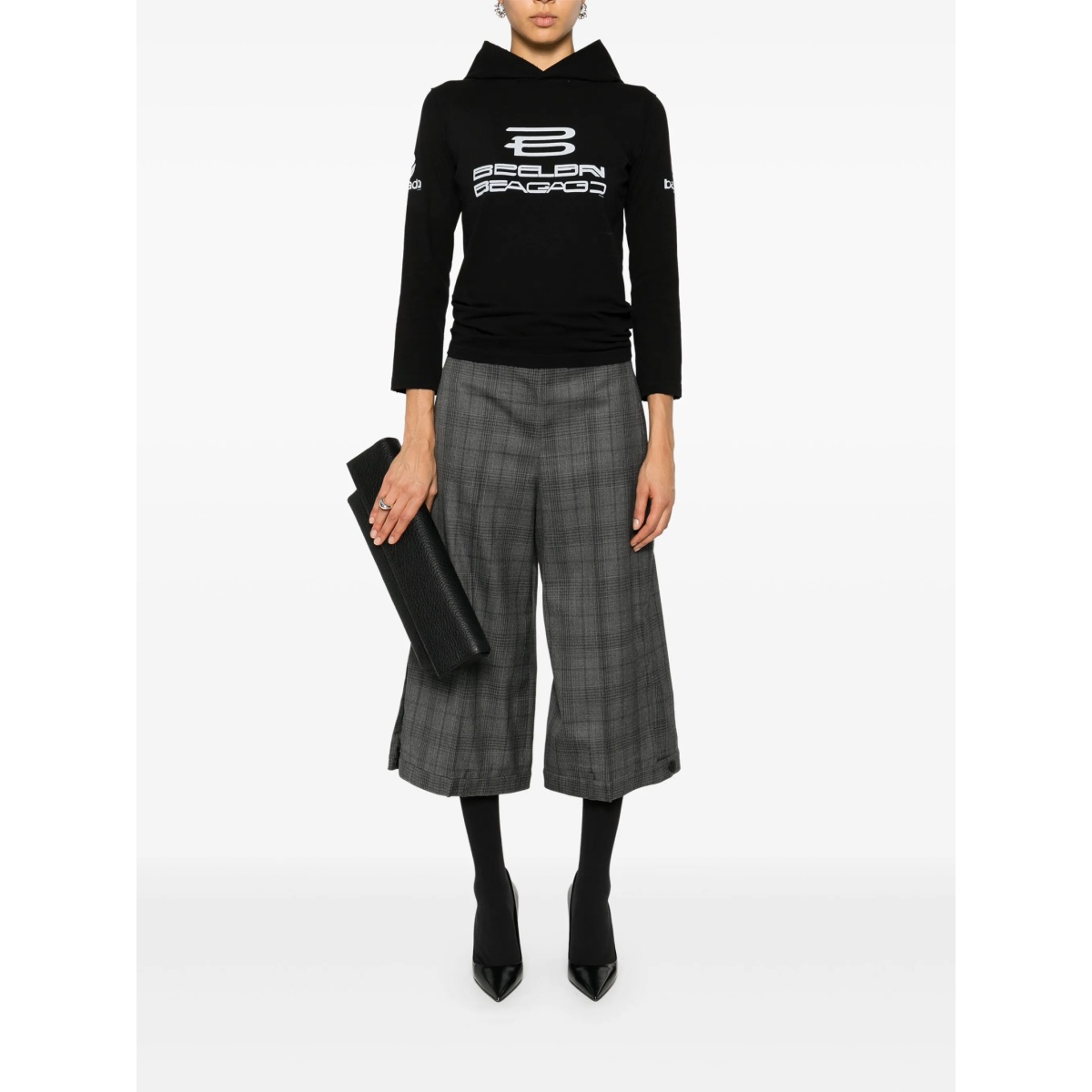 plaid-check cropped trousers - Img 2