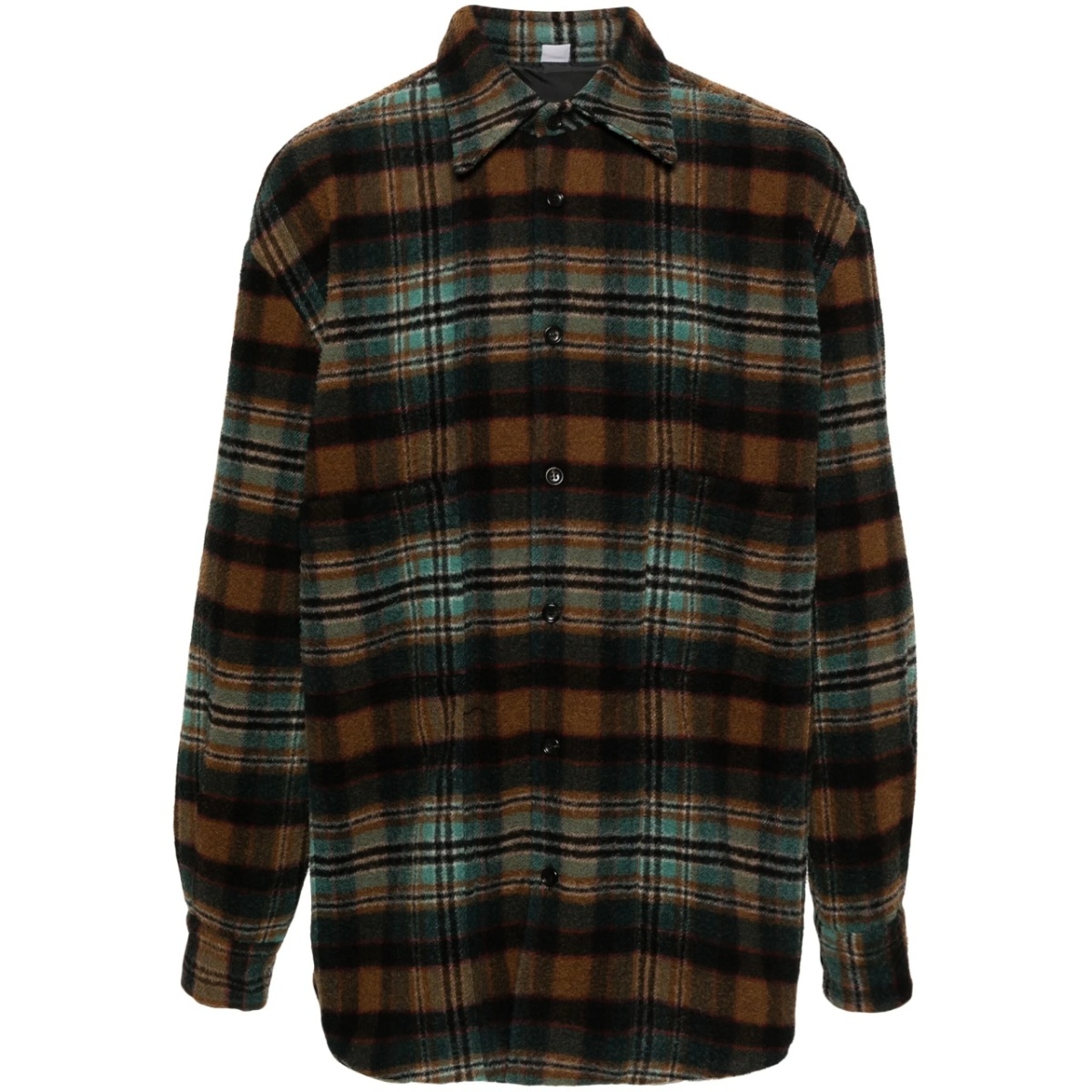 plaid-check felted shirt