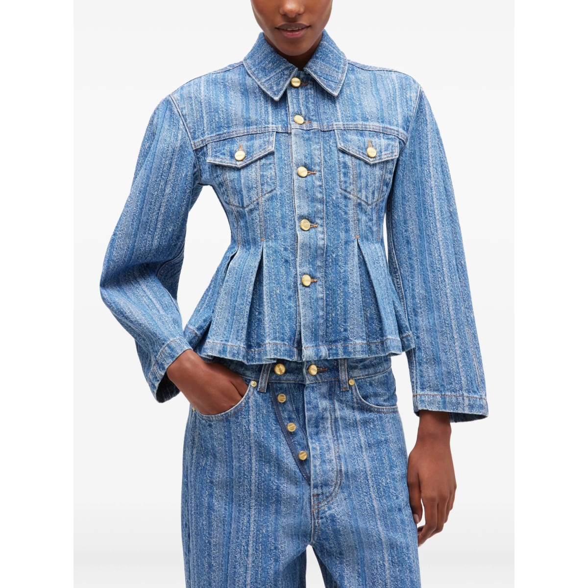 pleated denim jacket - Img 3