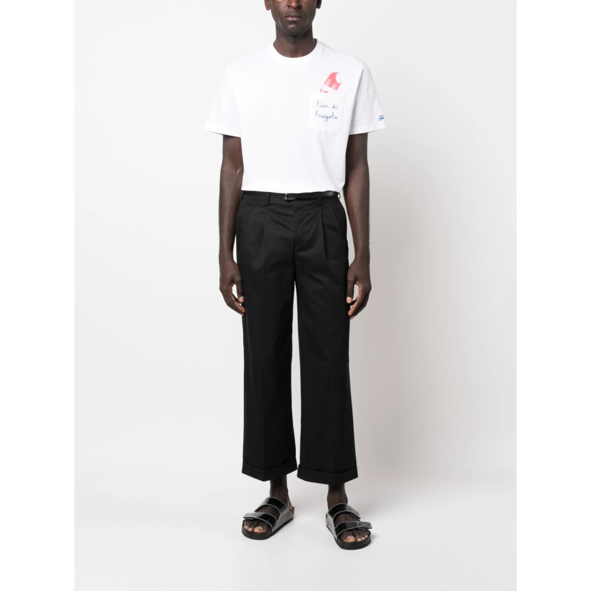 pleated-edge cropped cotton trousers - Img 2