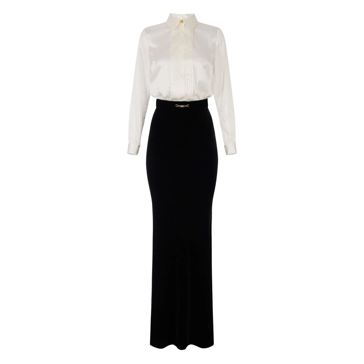 pleated-front maxi dress