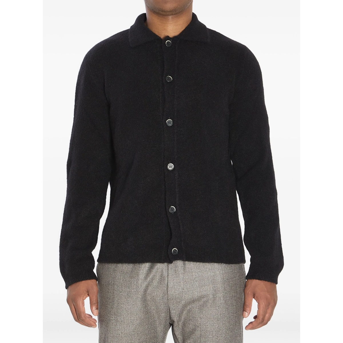pointed-collar knitted cardigan