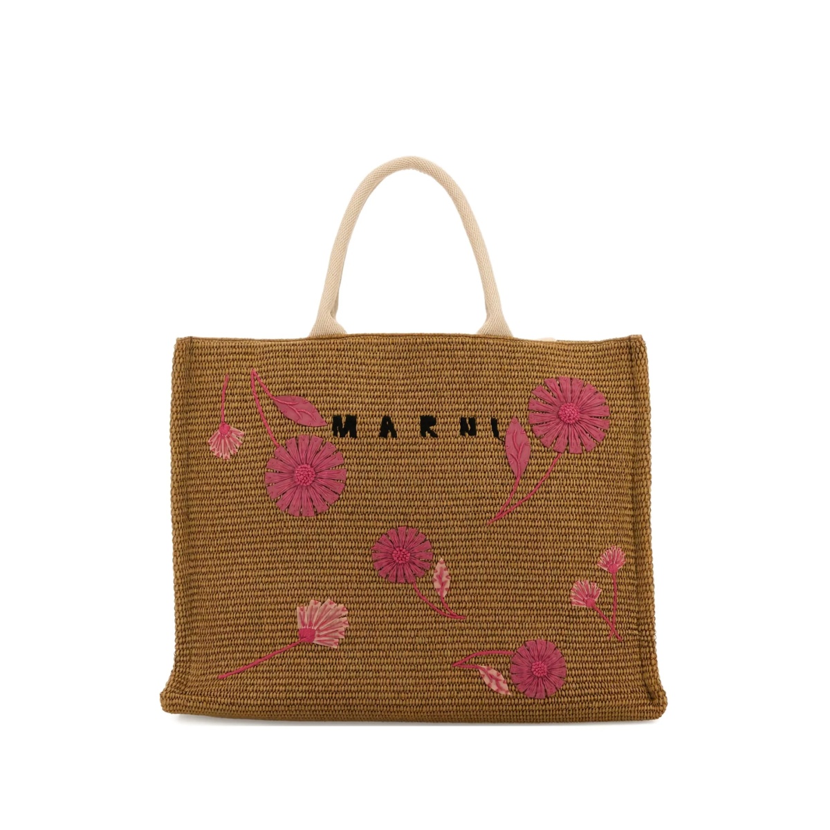 raffia flower tote bag