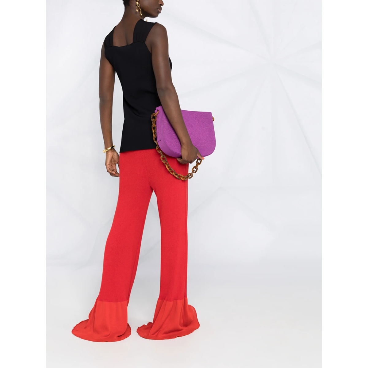 rib-knit long-length trousers - Img 4