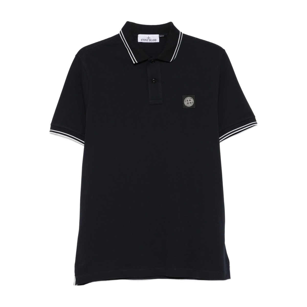 ribbed-collar logo-patch polo shirt