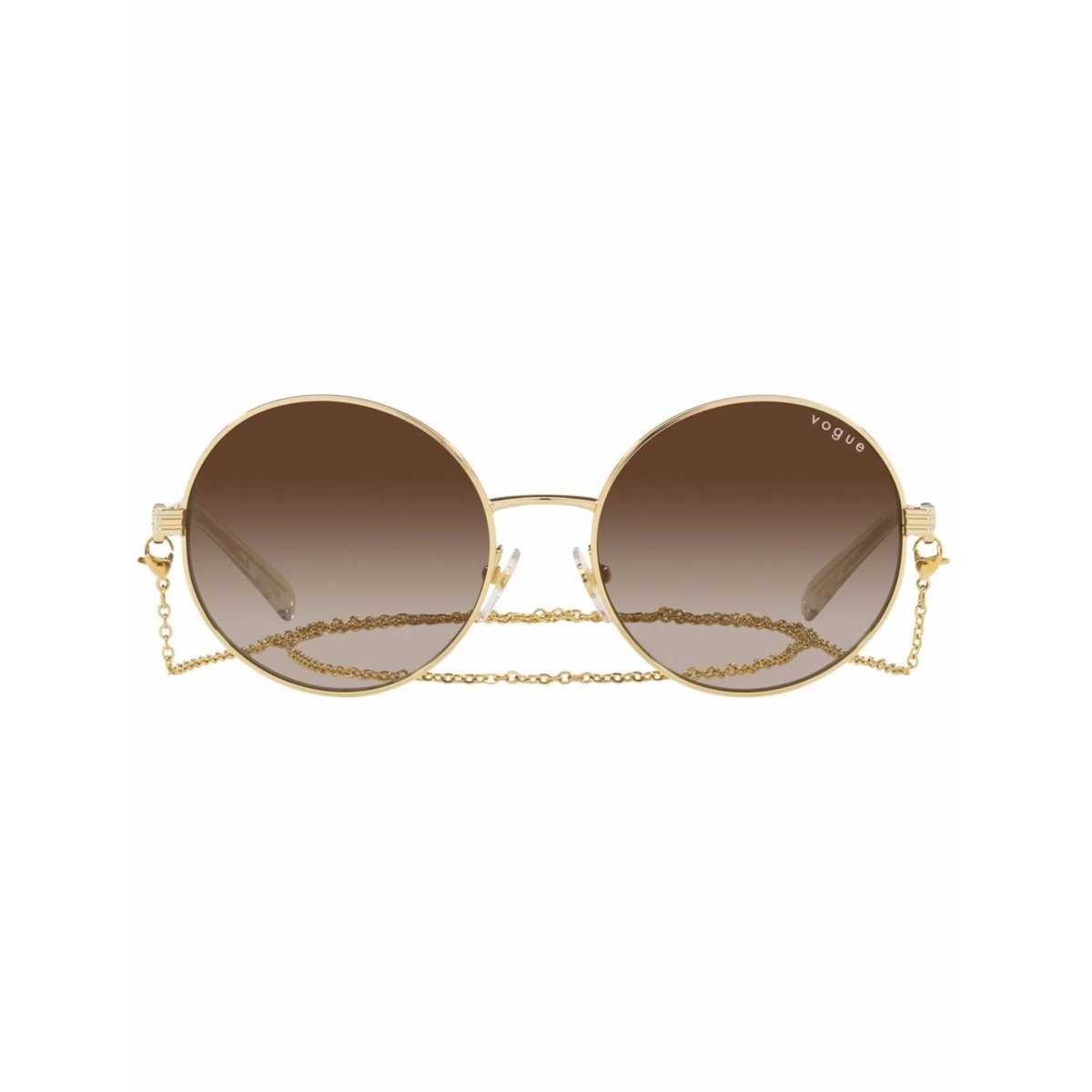 round frame sunglasses with chain