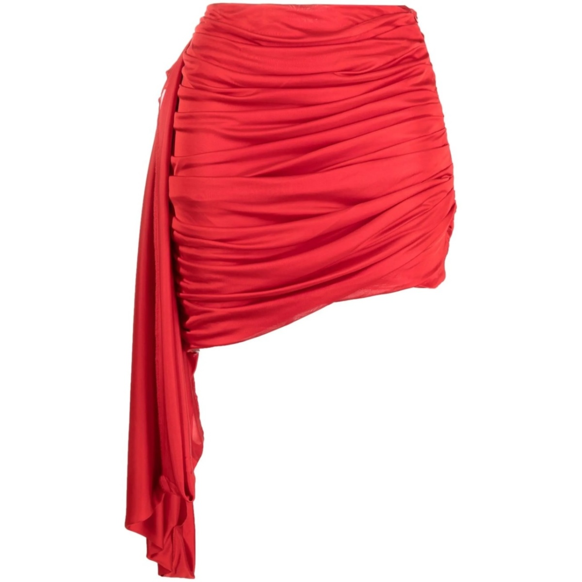 ruched asymmetric bodycon skirt