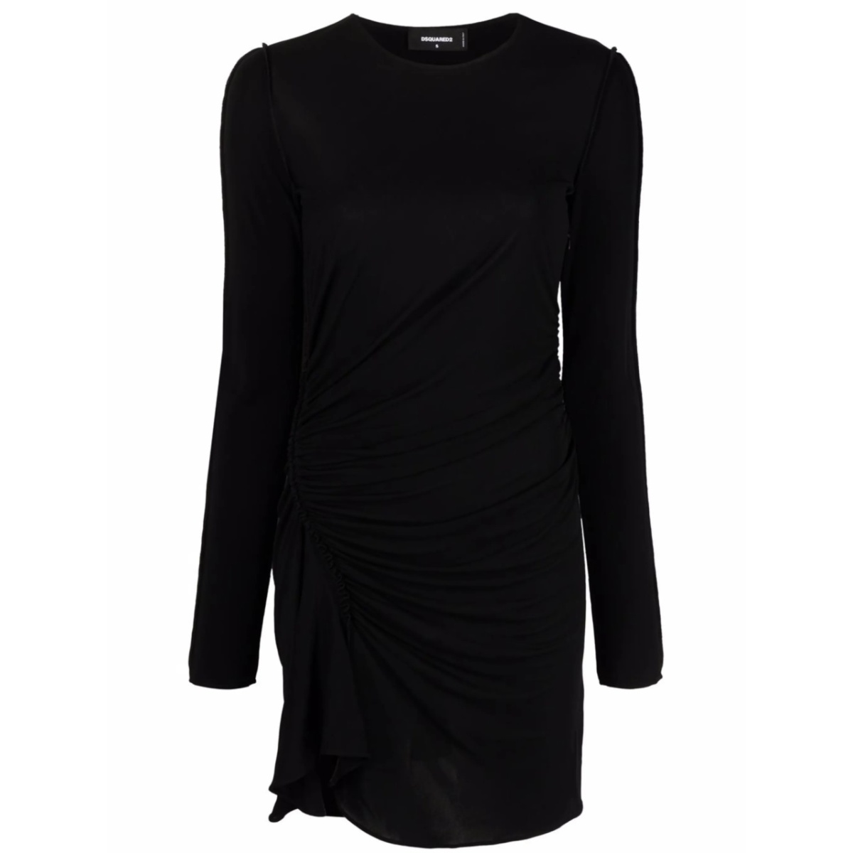 ruched longsleeved mini dress